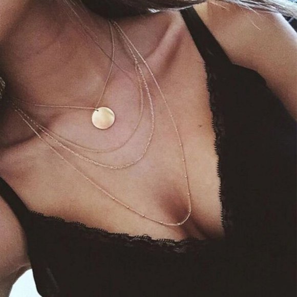 Dainty Multilayer Coin Necklace (Gold)